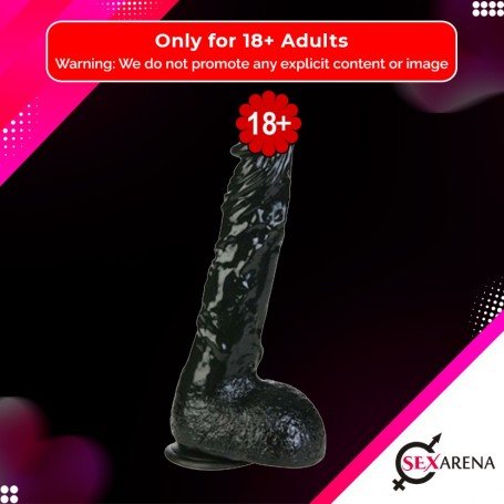 8 inch Black Realistic Non Vibrator With Suction Cup RSNV-018